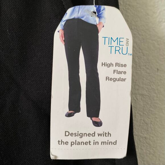 NEW TIME & TRU High Rise Flare Pants Black Size 12 Stretch Business Casual - Picture 3 of 5